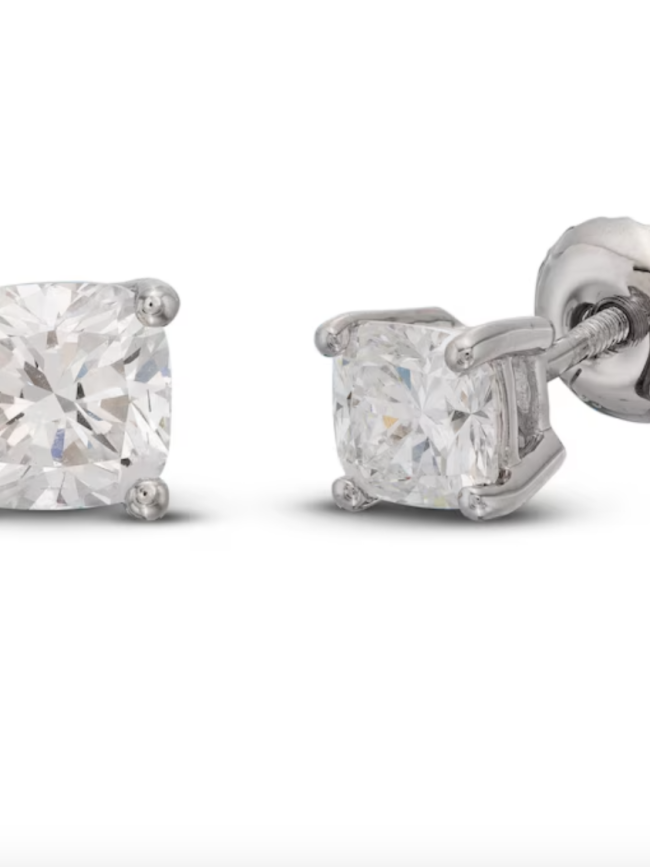 1 Carat Lab-Created Cushion Cut Diamond Stud Earrings in 14K White Gold